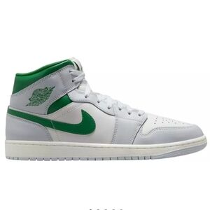 NIB Air Jordan 1 Retro Mid Sneakers Size 11.5 Summit White, Pine Green